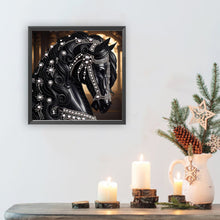 Load image into Gallery viewer, Gorgeous Black Horse 30*30CM(Canvas) Partial Special Shaped Drill Diamond Painting
