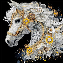 Load image into Gallery viewer, Gorgeous White Horse 30*30CM(Canvas) Partial Special Shaped Drill Diamond Painting
