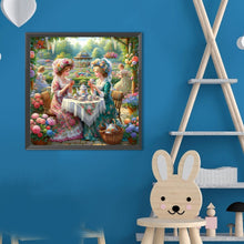Load image into Gallery viewer, Girl Drinking Tea In A Garden 40*40CM(Canvas) Full Round Drill Diamond Painting
