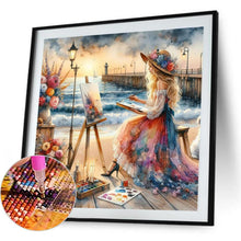 Load image into Gallery viewer, Girl Painting By The Sea 40*40CM(Canvas) Full Round Drill Diamond Painting
