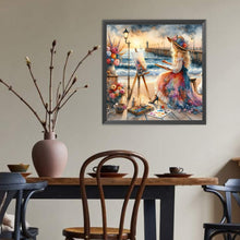 Load image into Gallery viewer, Girl Painting By The Sea 40*40CM(Canvas) Full Round Drill Diamond Painting

