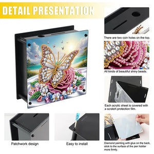 Wooden Beautiful Pattern Diamond Painting Change Holder Case Ornament for Adults