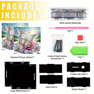 Wooden Beautiful Pattern Diamond Painting Change Holder Case Ornament for Adults