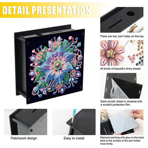 Wooden Beautiful Pattern Diamond Painting Change Holder Case Ornament for Adults