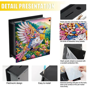Wooden Beautiful Pattern Diamond Painting Change Holder Case Ornament for Adults