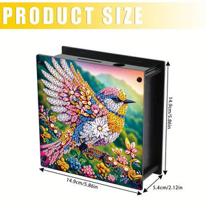 Wooden Beautiful Pattern Diamond Painting Change Holder Case Ornament for Adults