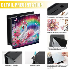 Wooden Beautiful Pattern Diamond Painting Change Holder Case Ornament for Adults