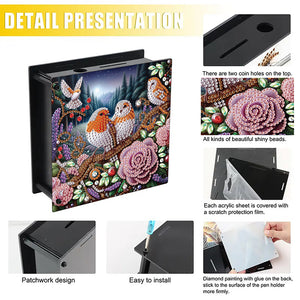 Wooden Beautiful Pattern Diamond Painting Change Holder Case Ornament for Adults