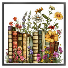 Load image into Gallery viewer, Books and flowers-50*50CM  18CT Stamped Cross Stitch

