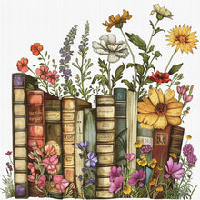 Load image into Gallery viewer, Books and flowers-50*50CM  18CT Stamped Cross Stitch
