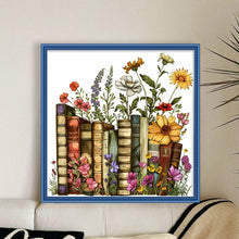 Load image into Gallery viewer, Books and flowers-50*50CM  18CT Stamped Cross Stitch

