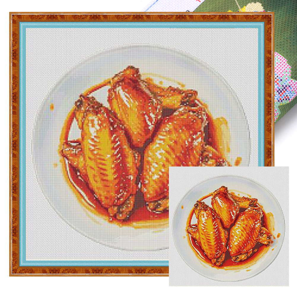 Food series - Cola chicken wings-50*50CM  14CT Stamped Cross Stitch (Fairy Brand)