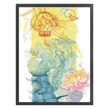 Load image into Gallery viewer, New Year&#39;s painting Koi playing with lotus lantern-29*40CM  14CT Stamped Cross Stitch (Xiaobai Brand)
