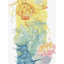 Load image into Gallery viewer, New Year&#39;s painting Koi playing with lotus lantern-29*40CM  14CT Stamped Cross Stitch (Xiaobai Brand)
