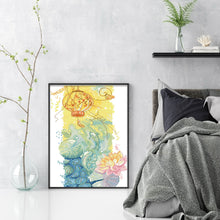 Load image into Gallery viewer, New Year&#39;s painting Koi playing with lotus lantern-29*40CM  14CT Stamped Cross Stitch (Xiaobai Brand)
