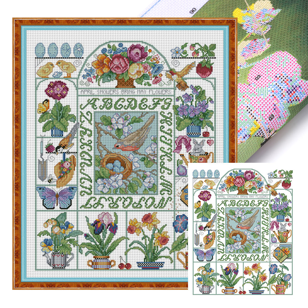 Spring garden-41*51CM  14CT Stamped Cross Stitch (Fairy Brand)