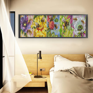Bee and flower-65*21CM  14CT Stamped Cross Stitch (Xiaobai Brand)