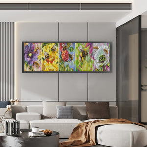Bee and flower-65*21CM  14CT Stamped Cross Stitch (Xiaobai Brand)
