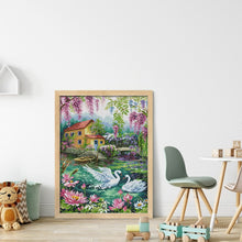 Load image into Gallery viewer, Playful swans-40*55CM  14CT Stamped Cross Stitch (Xiaobai Brand)
