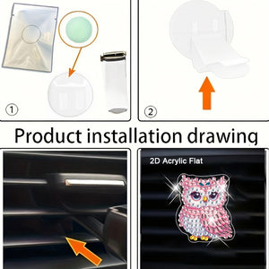 4pc Flower Animal DIY Diamond Painting Car Air Vent Clip Air Freshener for Adult