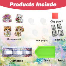 Load image into Gallery viewer, 4pc Flower Animal DIY Diamond Painting Car Air Vent Clip Air Freshener for Adult
