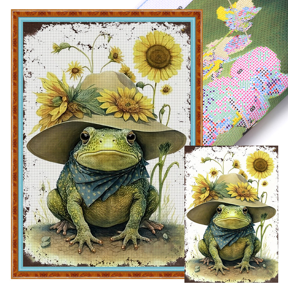 Vintage Poster-Frog-40*60CM  11CT Stamped Cross Stitch