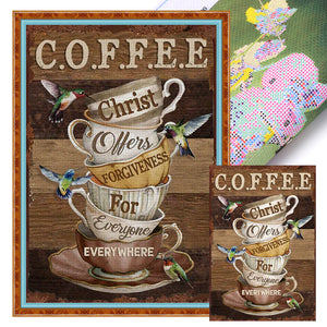 Retro poster-Coffee cup hummingbird-40*60CM  11CT Stamped Cross Stitch