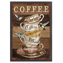 Load image into Gallery viewer, Retro poster-Coffee cup hummingbird-40*60CM  11CT Stamped Cross Stitch
