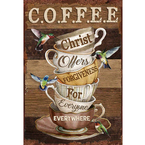 Retro poster-Coffee cup hummingbird-40*60CM  11CT Stamped Cross Stitch