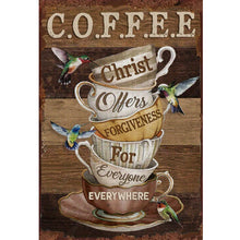 Load image into Gallery viewer, Retro poster-Coffee cup hummingbird-40*60CM  11CT Stamped Cross Stitch
