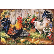 Load image into Gallery viewer, Retro poster-Farm chickens-40*60CM  11CT Stamped Cross Stitch
