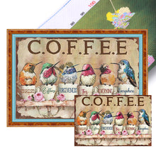 Load image into Gallery viewer, Retro poster-Coffee cup hummingbird-40*60CM  11CT Stamped Cross Stitch
