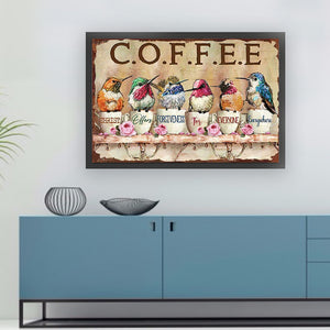 Retro poster-Coffee cup hummingbird-40*60CM  11CT Stamped Cross Stitch