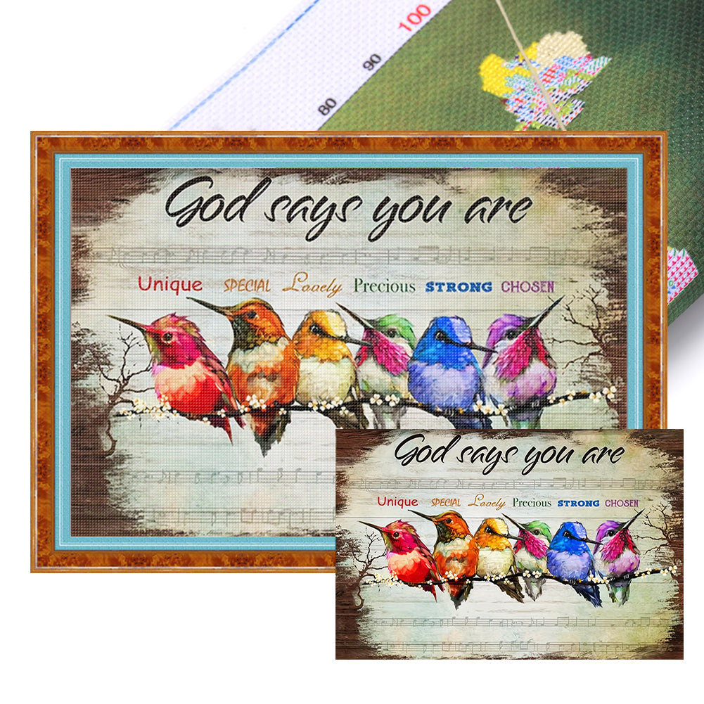 Retro poster-Hummingbirds on branches-40*60CM  11CT Stamped Cross Stitch