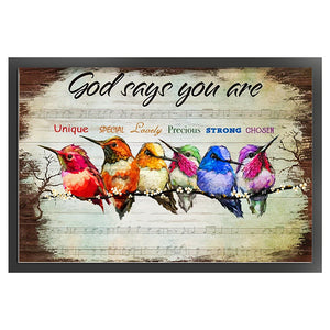 Retro poster-Hummingbirds on branches-40*60CM  11CT Stamped Cross Stitch