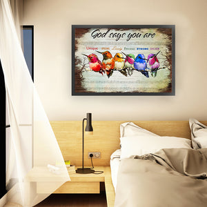 Retro poster-Hummingbirds on branches-40*60CM  11CT Stamped Cross Stitch