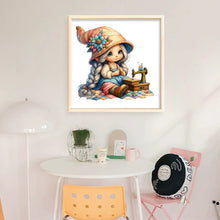 Load image into Gallery viewer, Sewing machine gnome girl-40*40CM  16CT Stamped Cross Stitch
