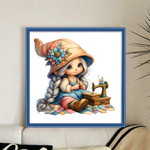 Load image into Gallery viewer, Sewing machine gnome girl-40*40CM  16CT Stamped Cross Stitch
