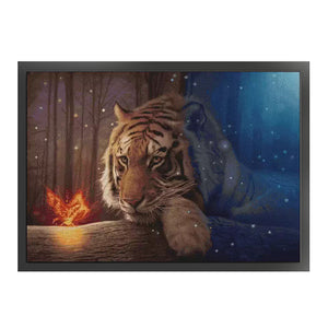 Glowing Tiger-73*55CM  14CT Stamped Cross Stitch (Fairy Brand)