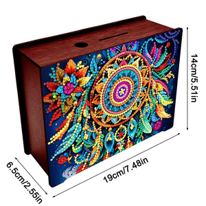 Diamond Painting Piggy Bank Wooden Coin Bank Storage Box for Home Decor and Gift