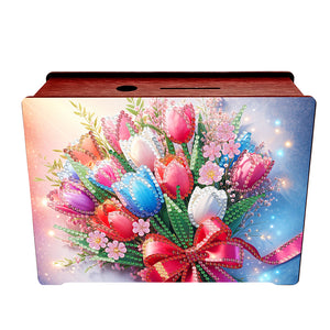Diamond Painting Piggy Bank Wooden Coin Bank Storage Box for Home Decor and Gift