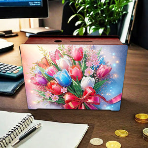 Diamond Painting Piggy Bank Wooden Coin Bank Storage Box for Home Decor and Gift