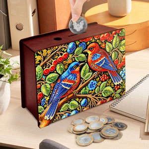 Diamond Painting Piggy Bank Wooden Coin Bank Storage Box for Home Decor and Gift
