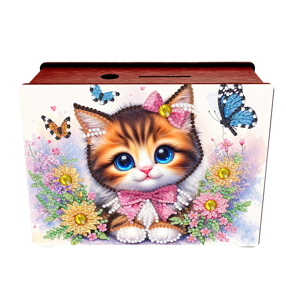 Diamond Painting Piggy Bank Wooden Coin Bank Storage Box for Home Decor and Gift