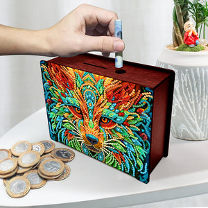 Diamond Painting Piggy Bank Wooden Coin Bank Storage Box for Home Decor and Gift