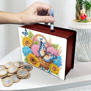 Diamond Painting Piggy Bank Wooden Coin Bank Storage Box for Home Decor and Gift