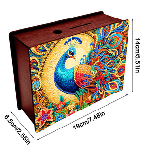 Diamond Painting Piggy Bank Wooden Coin Bank Storage Box for Home Decor and Gift