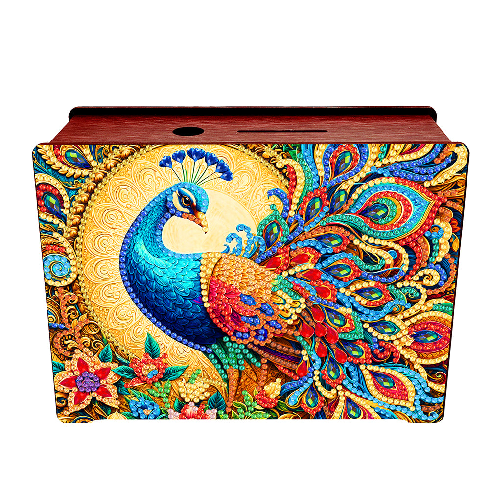 Diamond Painting Piggy Bank Wooden Coin Bank Storage Box for Home Decor and Gift