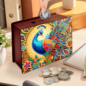 Diamond Painting Piggy Bank Wooden Coin Bank Storage Box for Home Decor and Gift