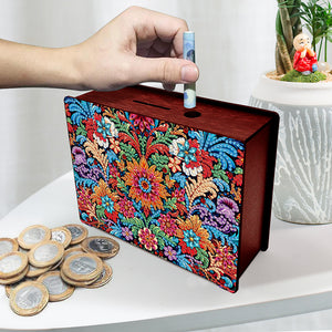 Diamond Painting Piggy Bank Wooden Coin Bank Storage Box for Home Decor and Gift